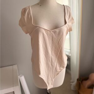 H&M Soft Beige Bodysuit Top